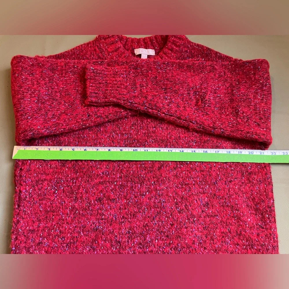 J.Crew Red Marled Alpaca Wool Blend Crewneck Sweater XS Curved Hem
